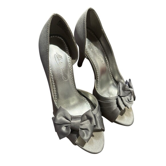 Womens Michaelangelo Davids Bridal Diane Creme Satin Open Toe Stilettos Size 7.5 - Picture 1 of 5